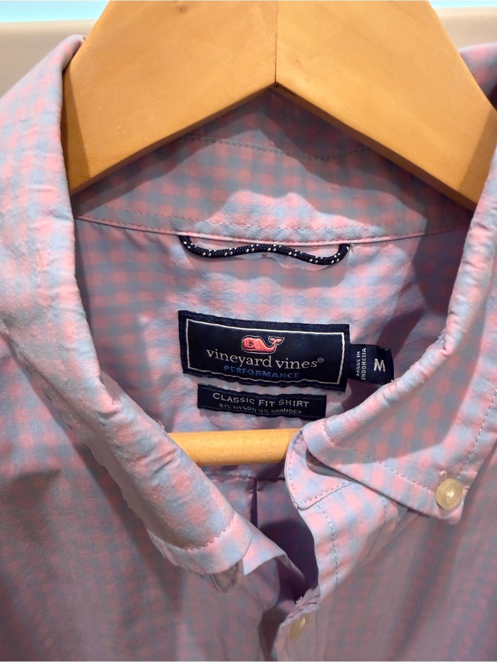 Vineyard Vines Men’s Pink & Light Blue Gingham Button-Down Shirt